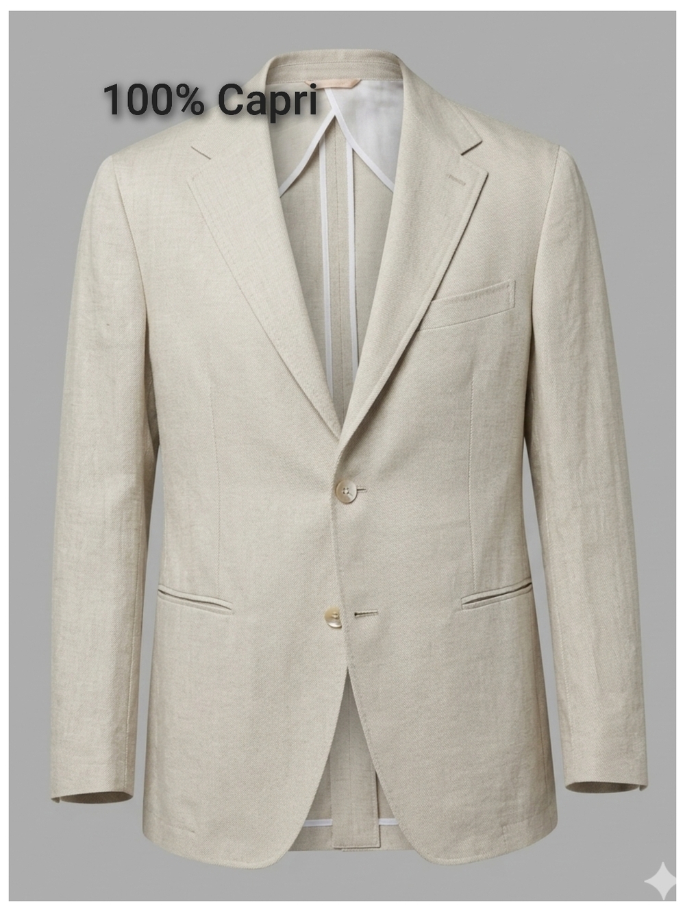 100% Capri Italy Luxury Cream Linen Twill Suit Jacket Blazer -Size EU 52 / US 42